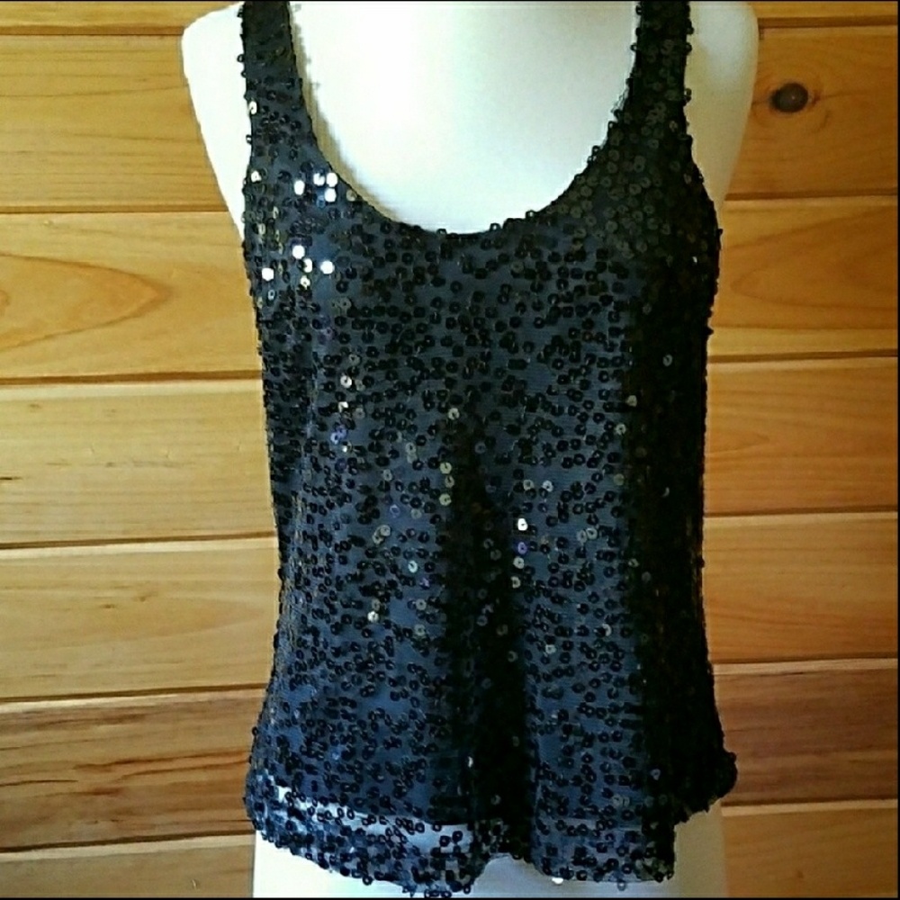 Soundgirl Black Sequin Sleeveless Top Size S NWT